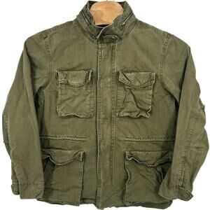 VTG y2k Men's Green Gap M4 4 Pocket Hideaway Hood Utility Military Jacket Sz Lg